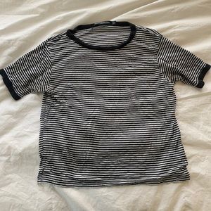 Stripe soft material short sleeved tee